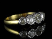 IMPRESSIVE 5 STONE OLD MINE DIAMOND 18 CARAT GOLD RING