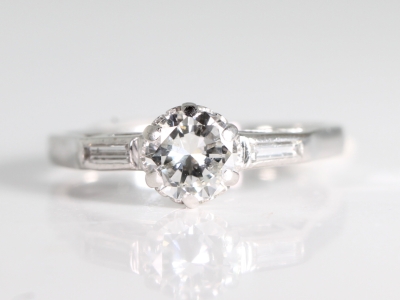 Circa 1950s Diamond Solitaire Platinum Ring