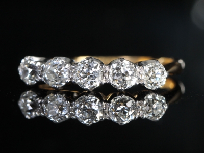 Edwardian Five Stone Diamond 18ct Gold Ring