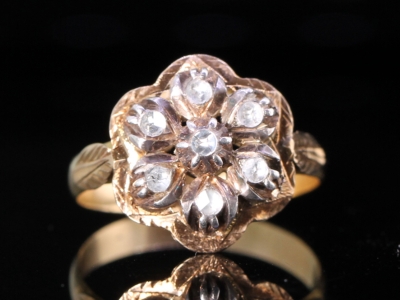 Victorian Diamond High Carat Rose Gold Daisy Ring