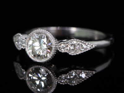  Art Deco Style Diamond Solitaire Platinum Ring