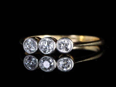 Edwardian Diamond 18ct Gold Trilogy Ring