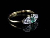 STUNNING CIRCA 1920's COLUMBIAN EMERALD AND DIAMOND GOLD AND PLATINUM RING