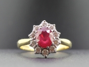 ELEGANT RUBY AND DIAMOND 18 CARAT GOLD CLUSTER RING