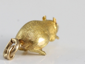 CUTE EDWARDIAN 9 CARAT GOLD MOUSE CHARM/PENDANT