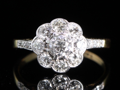 Art Deco Diamond Platinum and 18ct Gold Daisy Ring