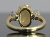 FABULOUS OPAL AND DIAMOND TRILOGY 18 CARAT GOLD RING