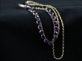 STUNNING VICTORIAN, CIRCA 1800 AMETHYST RIVIERE 9 CARAT ROSE GOLD NECKLACE