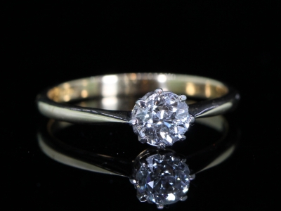 Edwardian Old Cut Diamond Solitaire 18ct Gold Ring