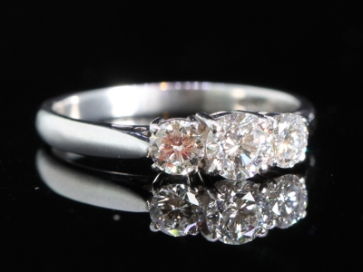 Vintage Diamond Platinum Trilogy Wedfit Ring