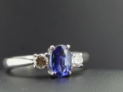  ELEGANT SAPPHIRE AND DIAMOND TRILOGY 18 CARAT GOLD RING 