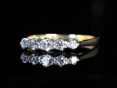 Art Deco Five Stone Diamond 18ct Gold and Platinum Ring