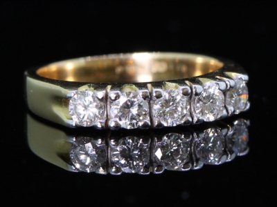 Elegant Diamond Five Stone Diamond 18 Carat Gold Ring