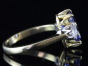 STUNNING VICTORIAN CEYLON SAPPHIRE AND DIAMOND 18 CARAT GOLD TRILOGY RING