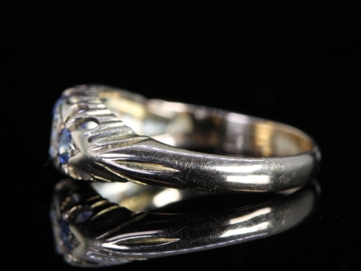 Edwardian Sapphire and Diamond 18ct Gold Gypsy Ring