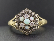 LOVELY OPAL AND DIAMOND 9 CARAT GOLD COCKTAIL RING