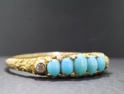  BEAUTIFUL VICTORIAN TURQUOISE AND DIAMOND 18 CARAT GOLD RING