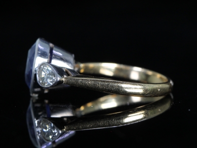 Vintage 3.5ct Sapphire and Diamond 18ct Gold Trilogy Ring