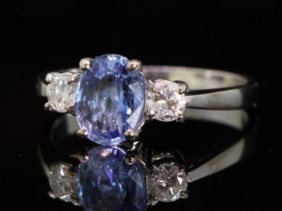 Beautiful Sapphire and Diamond Trilogy Platinum Ring