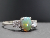 FABULOUS BLACK OPAL AND DIAMOND PLATINUM TRILOGY RING