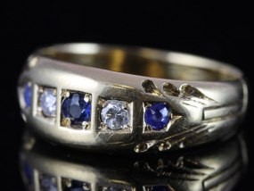 GORGEOUS EDWARDIAN SAPPHIRE AND DIAMOND 18 CARAT GOLD RING