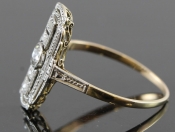 FINE DIAMOND ART DECO PLATINUM AND 18 CARAT GOLD PLAQUE RING