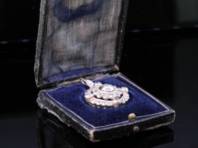 Victorian Diamond Set Circular Silver/Gold Pendant