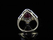 BEAUTIFUL ART DECO INSPIRED RUBY AND DIAMOND 18CT GOLD RING