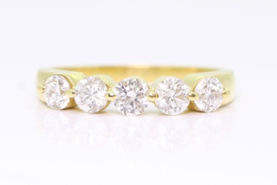 Vintage Diamond 18ct Gold Five-Stone Band Ring