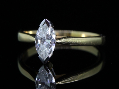 Contemporary 0.60ct Marquise Cut Diamond Solitaire 18ct Gold Ring