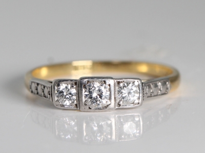 Art Deco Diamond Trilogy Platinum and 18ct Gold Ring