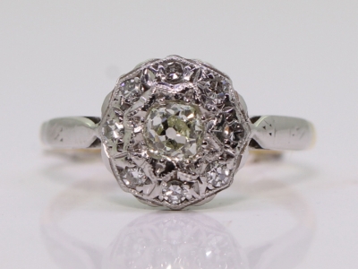 Art Deco Diamond Coronet Platinum and 18ct Gold and Platinum Ring