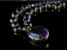 STUNNING VICTORIAN, CIRCA 1800 AMETHYST RIVIERE 9 CARAT ROSE GOLD NECKLACE