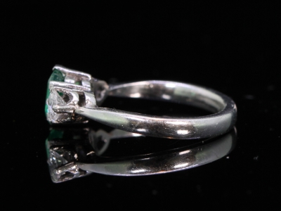Vintage Emerald and Diamond Trilogy Platinum Ring