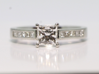 Princess Diamond Platinum Engagement Wedfit Ring 