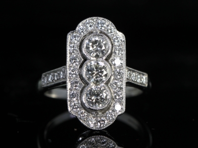 Vintage Diamond Platinum Plaque Ring