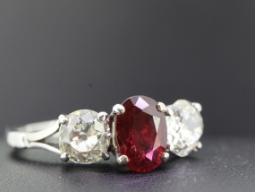 FABULOUS RUBY AND DIAMOND  GOLD TRILOGY RING