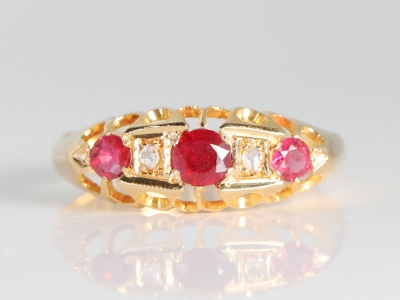 Victorian Ruby and Diamond 18ct Gold Gypsy Ring