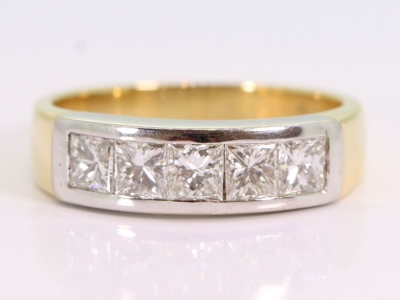 Vintage Princess Cut Diamond 18ct Gold Band