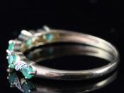 CHARMING 5 STONE EMERALD AND DIAMOND 9 CARAT GOLD RING