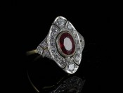 BEAUTIFUL ART DECO INSPIRED RUBY AND DIAMOND 18CT GOLD RING