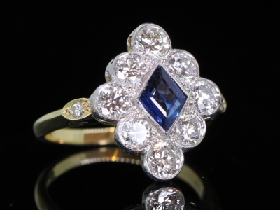 Art Deco Sapphire and Diamond 18ct Gold Ring