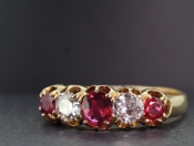 STUNNING NATURAL RUBY AND OLD MINED DIAMOND 18 CARAT GOLD GYPSY RING