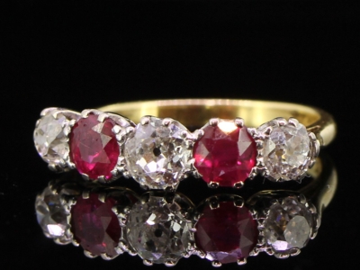 MAGNIFICENT EDWARDIAN BURMESE RUBY AND DIAMOND PLATINUM AND GOLD RING