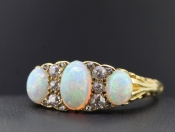 GORGEOUS OPAL AND DIAMOND GYPSY 18 CARAT GOLD RING