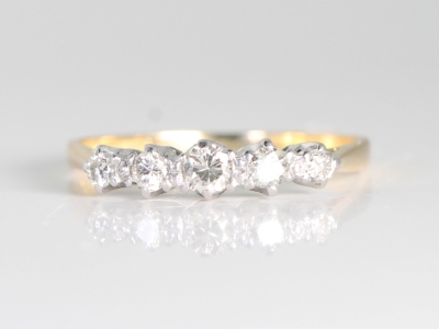 Art Deco Five Stone Diamond 18ct Gold and Platinum Ring