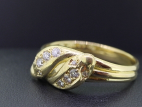 BEAUTIFUL EDWARDIAN DIAMOND AND RUBY SNAKE 18 CARAT GOLD RING	