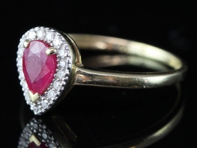 VINTAGE INSPIRED RUBY AND DIAMOND 9 CARAT GOLD RING