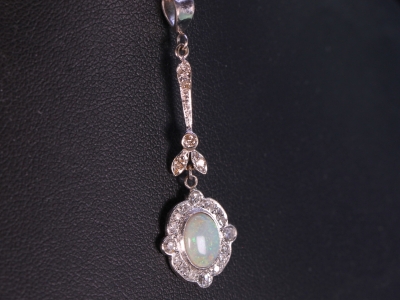  Vintage Opal and Diamond 18ct Gold Pendant