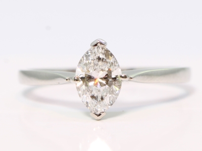 Marquise Solitaire Platinum Ring 1.02ct Diamond with Cert